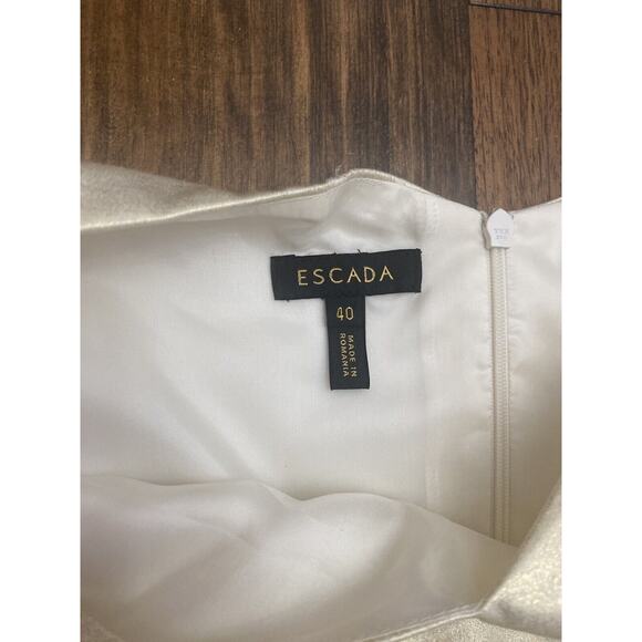 Escada Couture Cream Gold Knee Length Silk Dress Women’s Size 40 - Picture 3 of 4